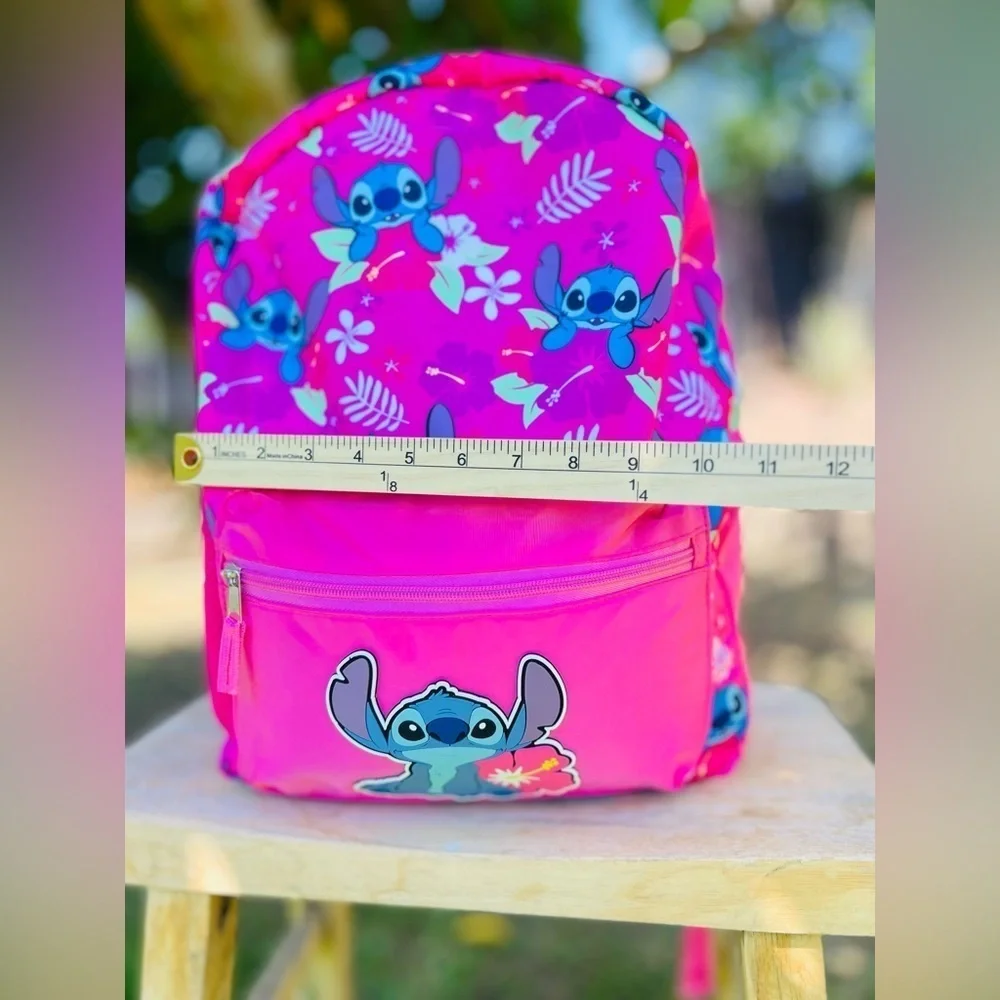 Disney STITCH Backbag NEW IN PINK WITH A tick decal sticker of Stitch